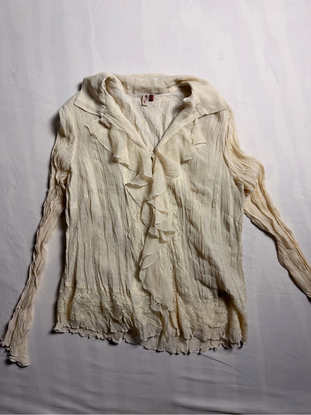 Seven7 Cream Ruffle-Front Blouse - Picture 5 of 9